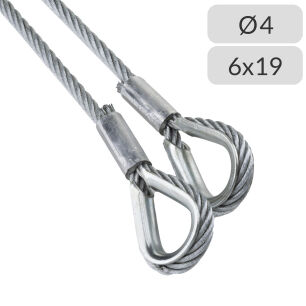 Liny nośne 4mm splot 6x19 zakończone kauszą