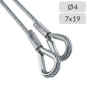 Liny nośne 4mm splot 7x19 zakończone kauszą