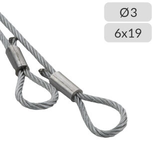 Liny nośne 3mm splot 6x19 zakończone oczkiem