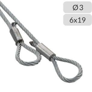 Liny nośne 3mm splot 6x19 zakończone oczkiem