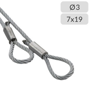 Liny nośne 3mm splot 7x19 zakończone oczkiem