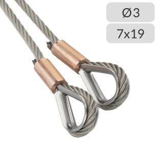Liny nośne 3mm splot 7x19 zakończone kauszą