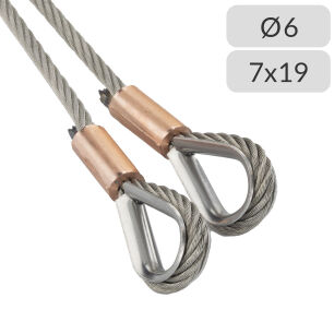 Liny nośne 6mm splot 7x19 zakończone kauszą