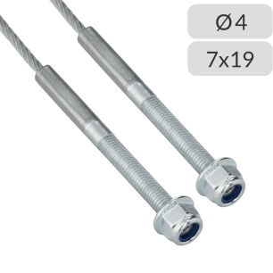 Liny nośne 4mm splot 7x19 zakończone gwintem M8