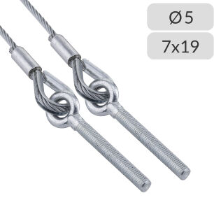 Liny nośne 5mm splot 7x19 zakończone śrubą M10