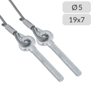 Liny nośne 5mm splot 19x7 zakończone śrubą M10
