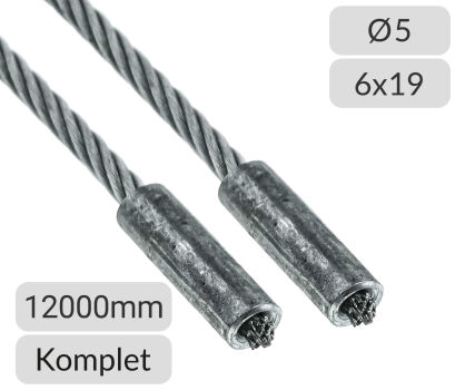 Liny stalowe ocynkowane 5mm L=12000mm typ 440 zestaw do bramy Doco International nr kat. 25116-12