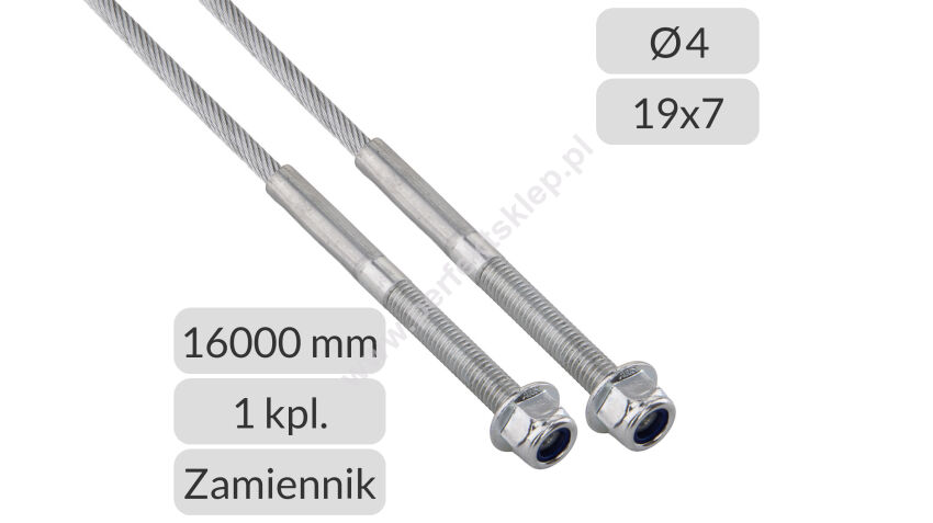 Komplet lin stalowych ocynkowanych 4mm L=16000mm typ M8 zamiennik Nassau do bram przemysłowych