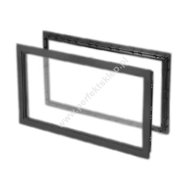 Okno prostokątne, czarne, plastikowe, 638x333mm panel 78-82mm, skręcane