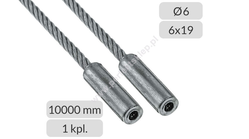 Liny stalowe ocynkowane 6mm L=10000mm typ 440 zestaw do bramy Doco International nr kat. 25117-10