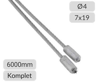 Komplet lin stalowych ocynkowanych 4mm L=6000mm do bram przemysłowych Crawford Assa Abloy zamiennik nr kat. SCR-4-7x19-6