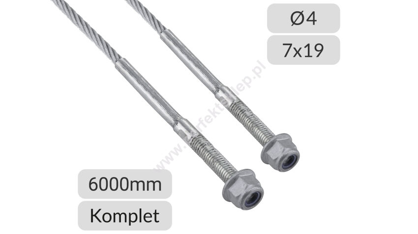 Komplet lin stalowych ocynkowanych 4mm L=6000mm typ M8 zamiennik Nassau do bram przemysłowych nr kat. TM8-4-7x19-6
