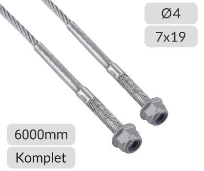 Komplet lin stalowych ocynkowanych 4mm L=6000mm typ M8 zamiennik Nassau do bram przemysłowych nr kat. TM8-4-7x19-6