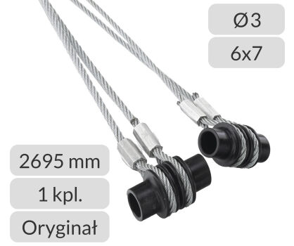 Liny stalowe 3 mm L=2695mm z mocowaniem do bramy garażowej H=2205 Hormann nr kat. 3064351