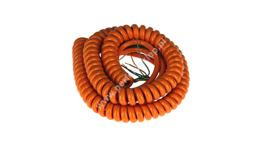 Przewód spiralny 5 żyłowy, spirala 750mm, 4 krotne wydłużenie, wolne końce 250mm i 1500mm.