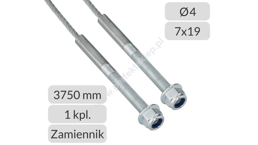 Komplet lin stalowych ocynkowanych 4mm L=3750mm typ M8 zamiennik Nassau do bram przemysłowych