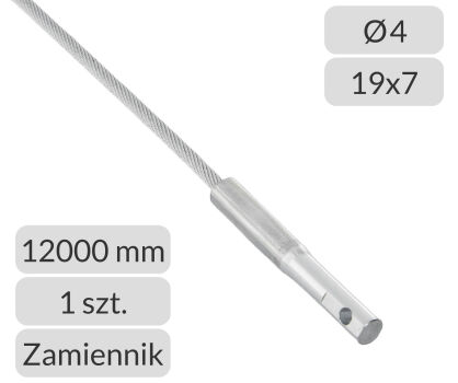Lina stalowa ocynkowana 4mm L=12000mm typ prowadzenia L, LD do bram przemysłowych Hormann zamiennik nr kat. TH-4-19x7-12