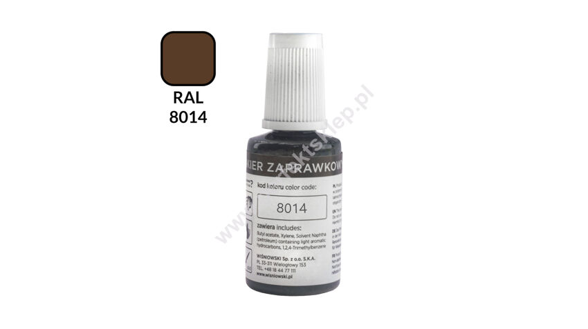 Lakier zaprawkowy RAL 8014 z pędzelkiem 25ml Wiśniowski nr kat. 90430