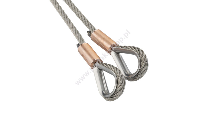 Komplet lin stalowych nierdzewnych 4mm L=20000mm zakończonych kauszą nr kat. INOX-K-4-7x19-20