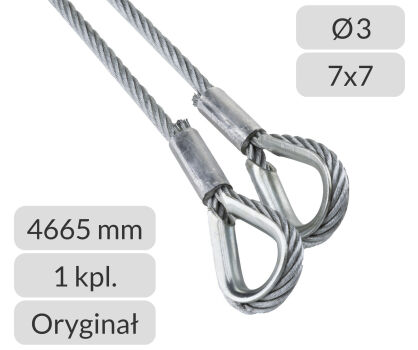 Liny stalowe 3 mm L=4665mm do bramy garażowej prowadzenie typu H wysokość do 2375mm Hormann nr kat. 3064369
