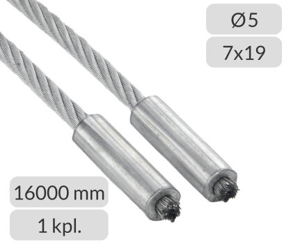 Komplet lin stalowych ocynkowanych 5mm L=16000mm typ 440 nr kat. 440REGL-5-7x19-16