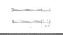 Odpychacz odbojnik sprężynowy długi bramy przemysłowe Hormann nr kat. 3044522 - rysunek techniczny (wymiary)