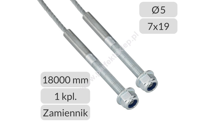 Komplet lin stalowych ocynkowanych 5mm L=18000mm typ M8 zamiennik Nassau do bram przemysłowych