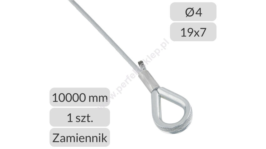 Lina stalowa ocynkowana 4mm L=10000mm do bram przemysłowych Hormann nr kat. KH-4-19x7-10