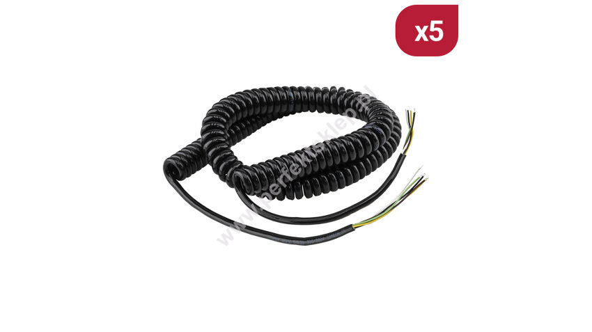 Zestaw 5 szt. Przewód spiralny 5x0,22mm² 300mm+700mm+300mm 4-krotne wydłużenie Simech nr kat. 307030-SET