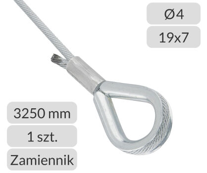 Lina stalowa ocynkowana 4mm L=3250mm do bram przemysłowych Hormann zamiennik nr kat. KH-4-19x7-3,25