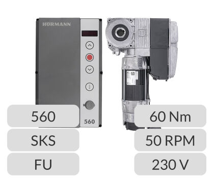Zestaw napęd osiowy nasadowy WA500FU 50RPM 60Nm 230V z centralą 560 i SKS Hormann