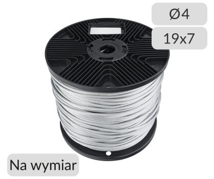 Lina stalowa ocynkowana 4mm splot 19x7 cięta na wymiar nr kat. 4-19x7-mb