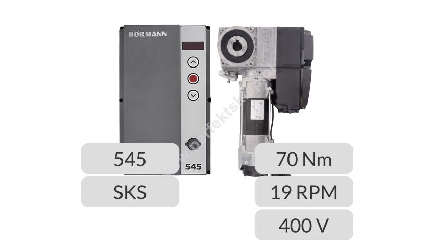 Zestaw napęd osiowy nasadowy WA500 19RPM 70Nm 400V z centralą 545 i SKS Hormann