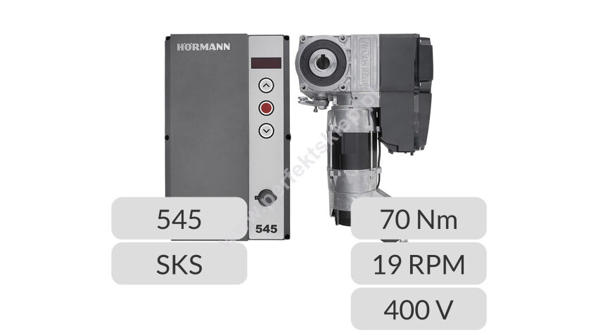 Zestaw napęd osiowy nasadowy WA500 19RPM 70Nm 400V z centralą 545 i SKS Hormann