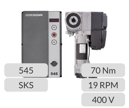 Zestaw napęd osiowy nasadowy WA500 19RPM 70Nm 400V z centralą 545 i SKS Hormann