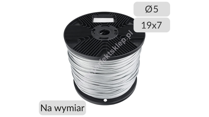 Lina stalowa ocynkowana 5mm splot 19x7 cięta na wymiar nr kat. 5-19x7-mb