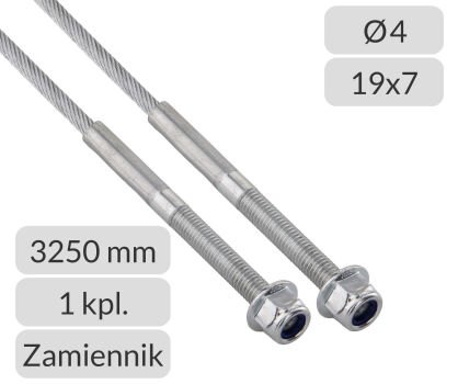 Komplet lin stalowych ocynkowanych 4mm L=3250mm typ M8 zamiennik Nassau do bram przemysłowych nr kat. TM8-4-19x7-3,25