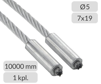 Komplet lin stalowych ocynkowanych 5mm L=10000mm typ 440 nr kat. 440REGL-5-7x19-10