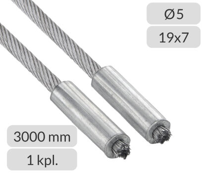 Komplet lin stalowych ocynkowanych 5mm L=3000mm typ 440 nr kat. 440REGL-5-19x7-3