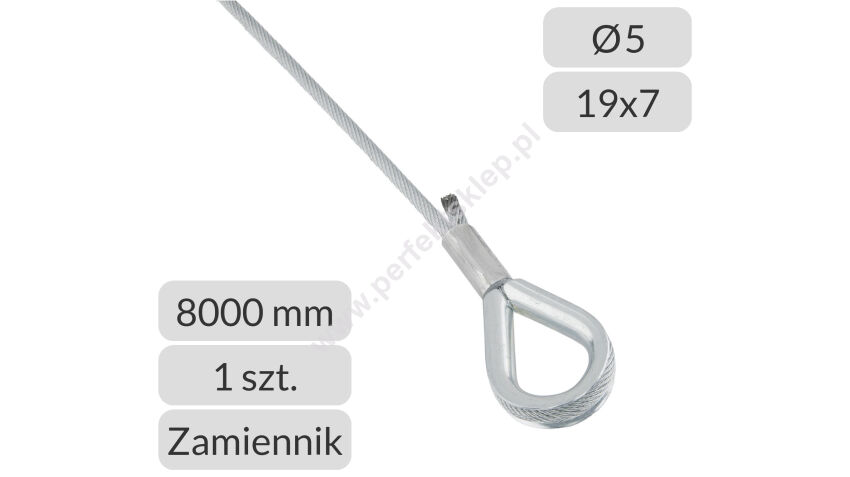 Lina stalowa ocynkowana 4mm L=8000mm do bram przemysłowych Hormann nr kat. KH-5-19x7-8