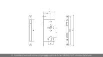 Zamek wpuszczany 72/55 lewy ECO Schulte nr kat. 5030018225 - rysunek techniczny (wymiary)