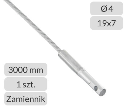 Lina stalowa ocynkowana 4mm L=3000mm typ prowadzenia L, LD do bram przemysłowych Hormann zamiennik nr kat. TH-4-19x7-3