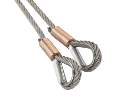 Komplet lin stalowych nierdzewnych 5mm L=18000mm zakończonych kauszą nr kat. INOX-K-5-7x19-18