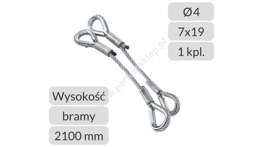 Komplet lin stalowych zamiennik do bramy Wiśniowski UniPro typu SN wysokość bramy 2100mm