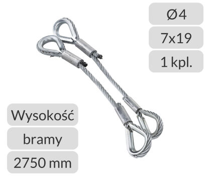 Komplet lin stalowych zamiennik do bramy Wiśniowski UniPro typu SN wysokość bramy 2750mm