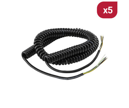 Zestaw 5szt. Przewód spiralny 5x0,22mm² 300mm+850mm+300mm 4-krotne wydłużenie Simech nr kat. 308530-SET