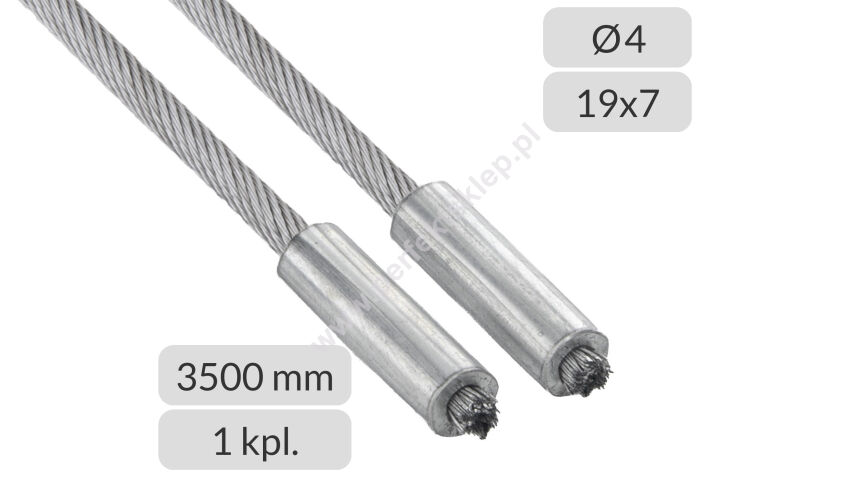 Komplet lin stalowych ocynkowanych 4mm L=3500mm typ 440 nr kat. 440REGL-4-19x7-3,5