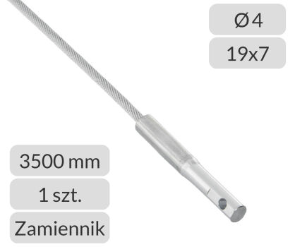 Lina stalowa ocynkowana 4mm L=3500mm typ prowadzenia L, LD do bram przemysłowych Hormann zamiennik nr kat. TH-4-19x7-3,5