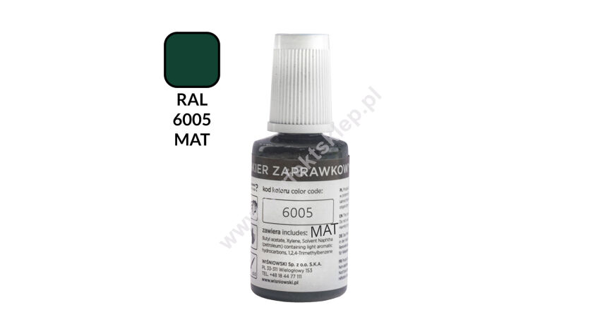 Lakier zaprawkowy RAL 6005 MAT z pędzelkiem 25ml Wiśniowski nr kat. 96670