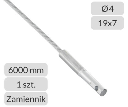 Lina stalowa ocynkowana 4mm L=6000mm typ prowadzenia L, LD do bram przemysłowych Hormann zamiennik nr kat. TH-4-19x7-6